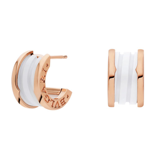 BVLGARI/寶格麗 B.ZERO1系列 18K金玫瑰金配白色陶瓷耳環 346464