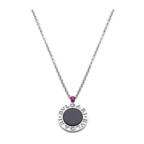 BVLGARI/寶格麗 Save The Children慈善系列男女同款中性銀色鑲嵌紅寶石瑪瑙時尚項鏈吊墜鎖骨鏈 356910