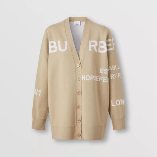  BURBERRY 22年秋冬 女士 Horseferry 羊毛棉質混紡寬松開衫 80554611