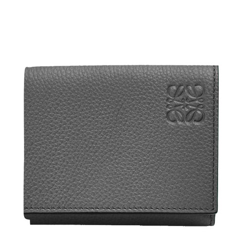 LOEWE/羅意威  男士無(wú)煙煤色柔軟粒面小牛皮三折錢包0010642965