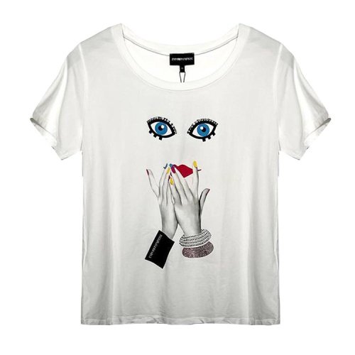 Emporio Armani/安普里奧阿瑪尼 白色女士短袖T恤（瑕疵折扣）