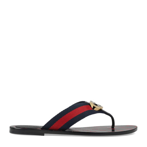 GUCCI/古馳 女士黑色GG織帶夾趾涼鞋人字拖 女鞋612138-H9020-8472