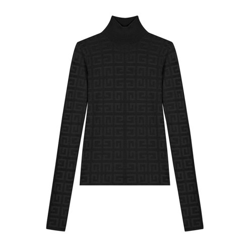 Givenchy/紀梵希  女士黑色4G LOGO提花彈力修身針織衫BW90DK4ZAQ-001