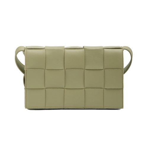 Bottega Veneta/葆蝶家 22新款 CASSETTE系列 女士石灰色羔羊皮雙面正交編織單肩豆腐包578004VMAY12916