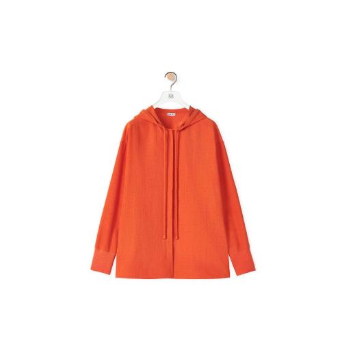  LOEWE羅意威 22年秋冬 女士 衛衣 Anagram jacquard hooded shirt in silk and cotton S359Y05