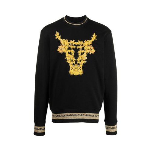  VERSACE JEANS/范思哲牛仔 男士黑色棉質(zhì)衛(wèi)衣 B7GWA7TV30318 K42 PLFSX