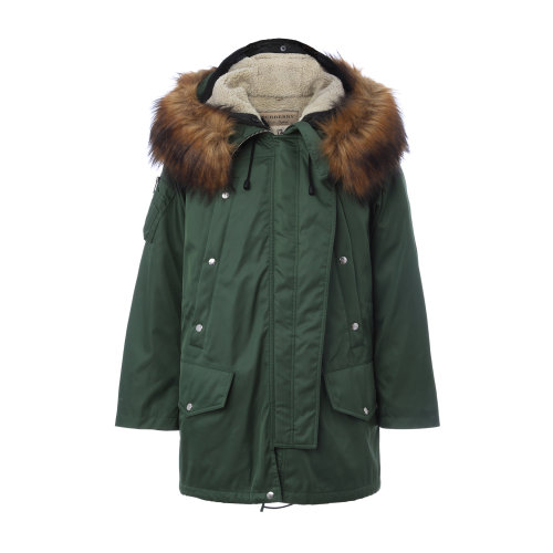 BURBERRY/博柏利綠色可拆卸內里女士大衣