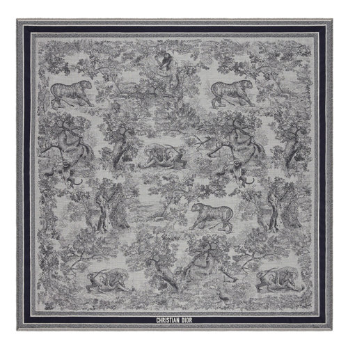 DIOR/迪奧 CHRISTIAN DIOR系列 女士藍(lán)色羊毛真絲Toile de Jouy印花圍巾14JOU140I142_C583