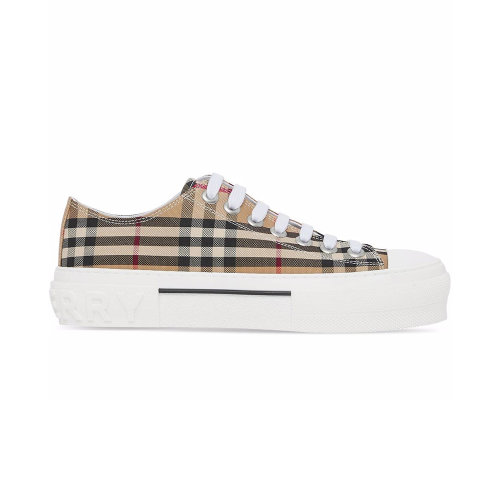BURBERRY/博柏利 女士棕色織物經典格紋系帶休閑鞋運動鞋 8050506
