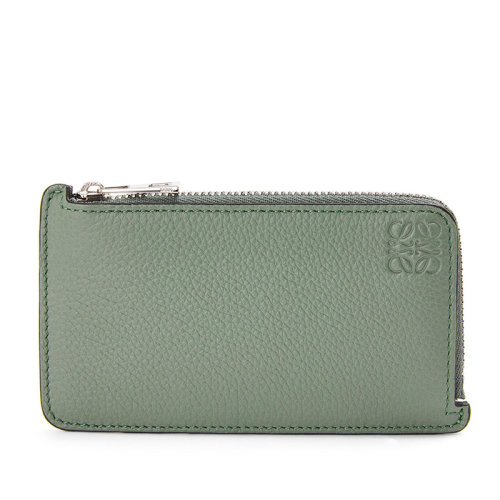 LOEWE/羅意威  男士暗鼠尾草色柔軟粒面小牛皮零錢卡夾錢包0010640100
