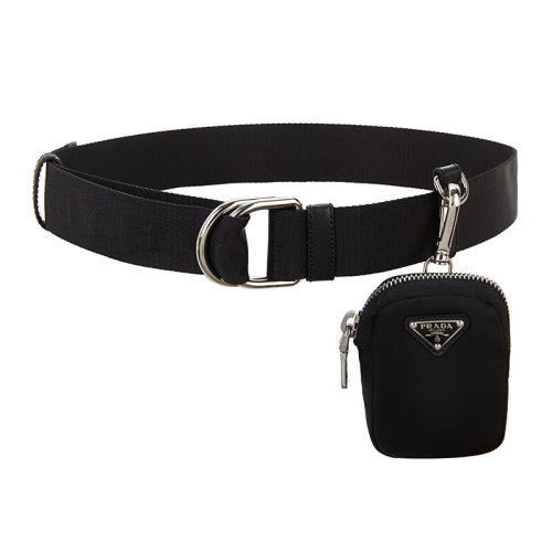 PRADA/普拉達  女士黑色織物時尚百搭品牌字母帶小包腰帶  1CN073-BV1-F0002