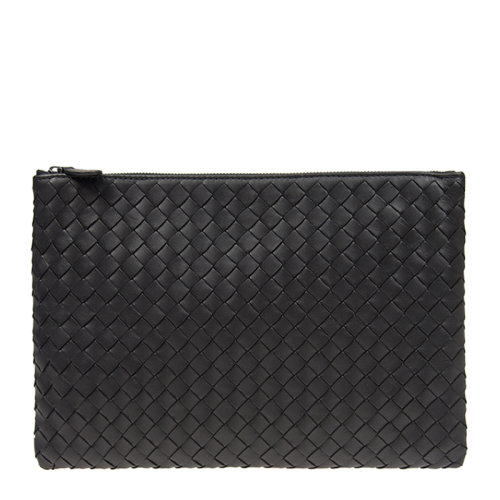Bottega Veneta/葆蝶家 男士純色羊皮編織商務休閑手拿包