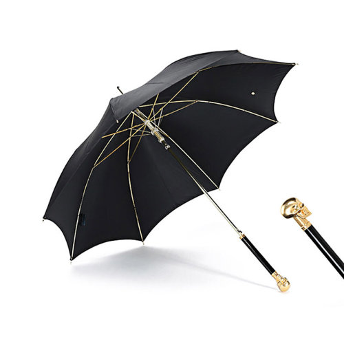 Alexander McQueen/亞歷山大麥昆  男女中性錦綸仿古骷髏頭手柄長柄雨傘 559755 3A39Q
