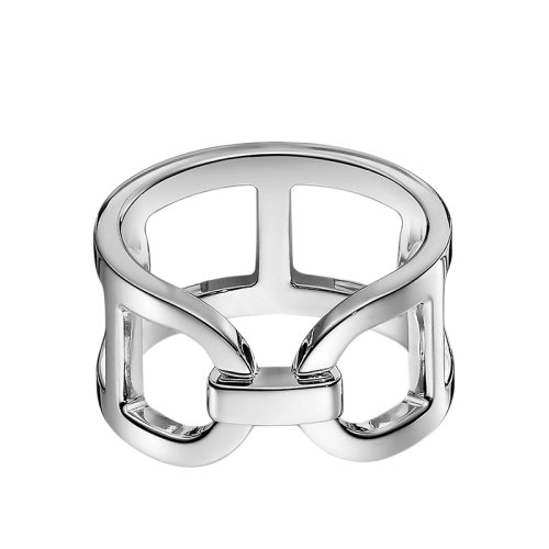 HERMES/愛馬仕 經典Ever Cha?ne d'Ancre系列 中號925銀鏤空戒指指環H116619B