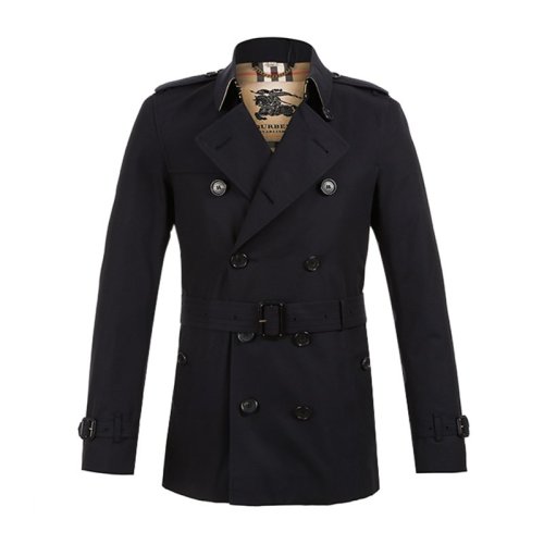 BURBERRY/博柏利 20春夏 男裝 服裝 桑德林漢姆版型 男士深藍色棉質雙排扣短款風衣外套 男士風衣