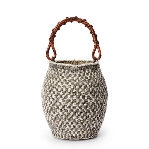 LOEWE/羅意威 22新款Jiseung Bucket系列 女士棕色多色編織紙質品配皮手提水桶包A546Y10X01-2435