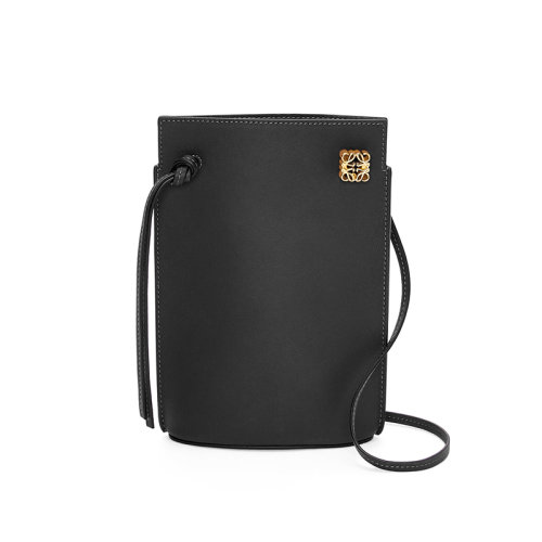 LOEWE/羅意威 23春夏新款 女士黑色小牛皮金色標志單肩斜挎包C630R12X01-1100