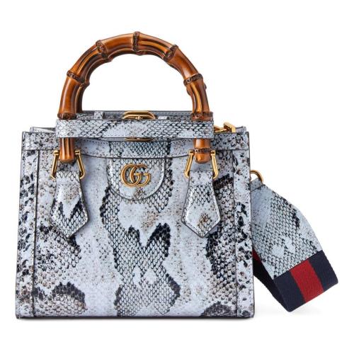  GUCCI古馳 22年秋冬 女士 Gucci Diana竹節蟒蛇皮迷你托特包 702732 LU3BT 4465