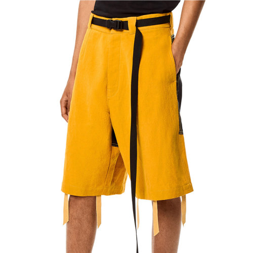 LOEWE/羅意威 22年秋冬新款 男士向日葵黃色棉麻混紡百慕大短褲H664Y04W14-7961