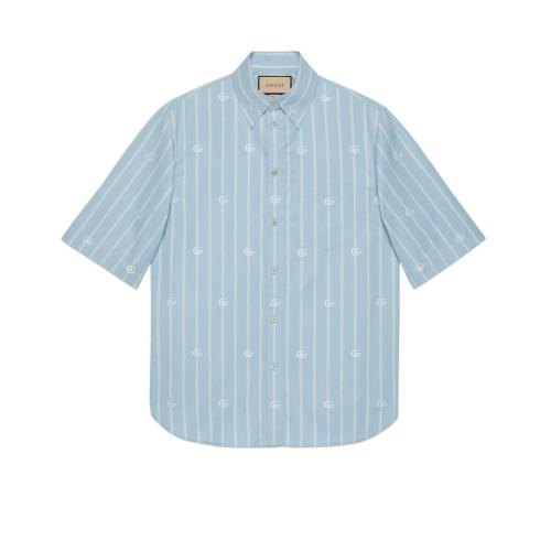  GUCCI古馳 22年秋冬 男士 GG條紋棉質襯衫 659915 ZAEF1 4681