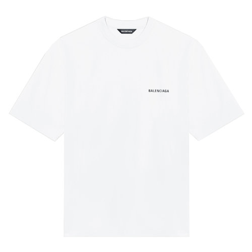Balenciaga/巴黎世家男士白色棉質復古平紋針織中號徽標款式T恤612966TIVG59040