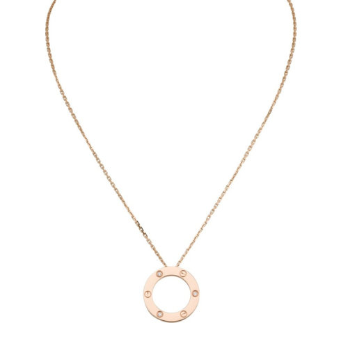 CARTIER/卡地亞 經典LOVE 18K金玫瑰金鉆石項鏈 鑲嵌3顆鉆石 B7014700