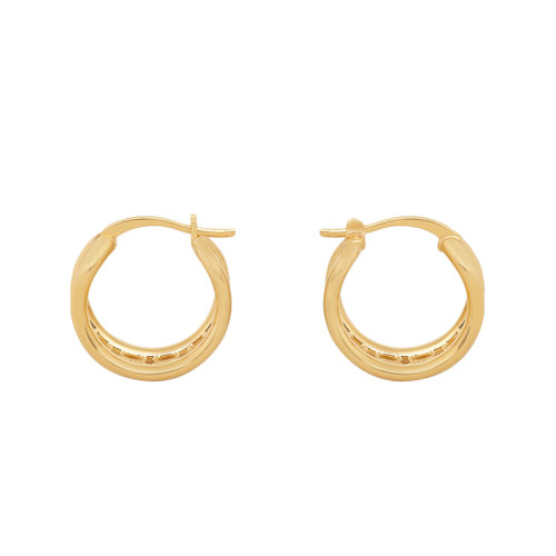 CELINE/賽琳 經(jīng)典MAILLON TRIOMPHE MULTI 系列 金色黃銅鏤空圖案圈形耳環(huán)46V186BRA.35OR