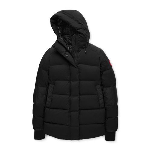 Canada Goose/加拿大鵝  女士黑色白鴨絨時(shí)尚連帽中長(zhǎng)款外套大衣羽絨服