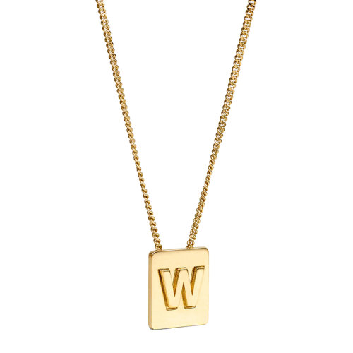 CELINE/賽琳 經(jīng)典款A(yù)LPHABET系列 男女同款金色飾面黃銅字母W墜飾項鏈46N0W6BRA.35OR