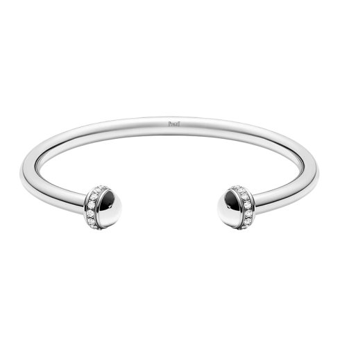 PIAGET/伯爵 經典POSSESSION時來運轉系列 18K金白金鑲鉆寬版可轉動開口手鐲G36PV300