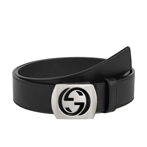  GUCCI/古馳 男士 黑色皮革時(shí)尚皮帶腰帶 387031 AP00N 1000