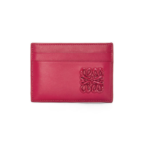 LOEWE/羅意威 23春夏新款 Anagram系列 女士寶石紅釉緞面小牛皮飾有同色系標(biāo)志卡包C794322X01-8603