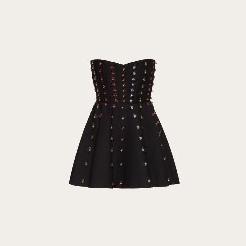 VALENTINO華倫天奴 22年秋冬 女士 連衣裙 ROBE COURTE BRODéE EN CREPE COUTURE XB3VAXJ61CF
