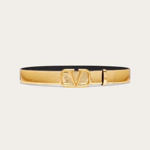  VALENTINO華倫天奴 22年秋冬 女士 腰帶 CEINTURE VLOGO SIGNATURE EN VEAU EFFET MIROIR. HAU 預定商品1-3周發貨