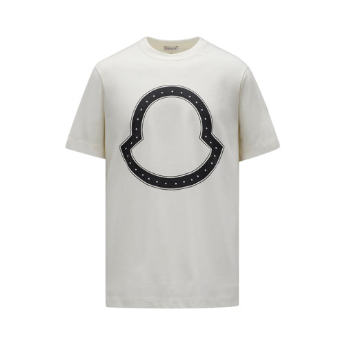 Moncler/蒙克萊 22年秋冬新款 男士淺褐色純棉鉚釘徽標短袖T恤H10918C000158390T02B