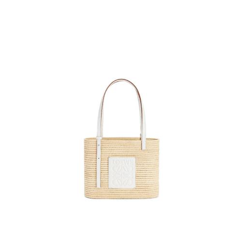  LOEWE羅意威 22年秋冬 女士 手提包 Small Square Basket bag in raffia and calfskin A223099 預定商品2-8周發貨