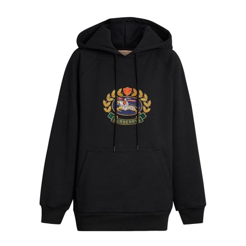 BURBERRY/博柏利  女裝 服裝 女士黑色棉質(zhì)混紡典藏繡標(biāo)新徽標(biāo)時尚休閑套頭長袖時尚 女士衛(wèi)衣