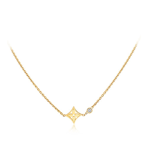 Louis Vuitton/路易威登 BLOSSOM系列 經典款18k金黃金鉆石花瓣形狀吊墜項鏈Q93280