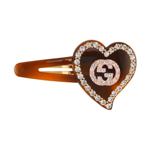  GUCCI古馳 22年秋冬 女士 GG愛心發(fā)夾 679036 I9354 8520 預(yù)定商品2-6周發(fā)貨