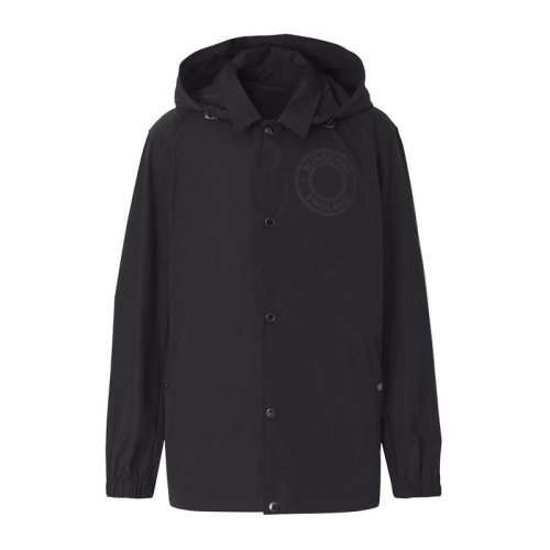 Burberry/博柏利 男士黑色聚酯纖維經典字母徽標圖案裝飾可拆式連帽輕便外套夾克 8043144