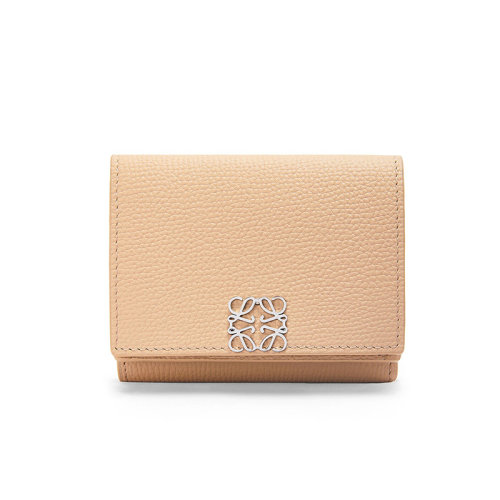 LOEWE/羅意威 22新款 女士裸色鵝卵石紋牛皮革徽標扣三折錢包C821TR2X02-7620