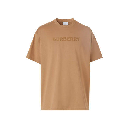BURBERRY/博柏利 22年秋冬新款 男士駝色棉質混紡徽標印花圓領短袖T恤80553101