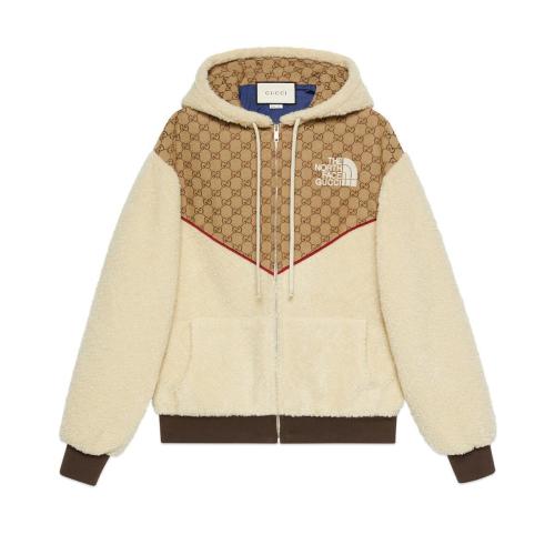  GUCCI古馳 22年秋冬 女士 The North Face x Gucci聯名系列GG帆布環保毛羊皮夾克 644582 XJC3T