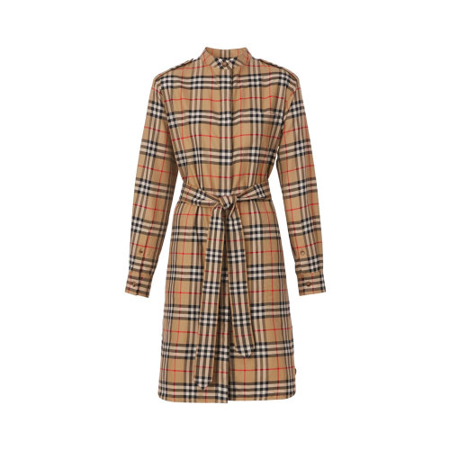 BURBERRY/博柏利 女士經(jīng)典格紋棉質(zhì)長袖連衣裙 8048728