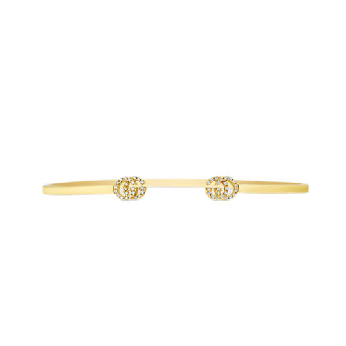 GUCCI/古馳 22春夏新款GGRunning系列 18K金黃金鉆石手鐲481662J85408000