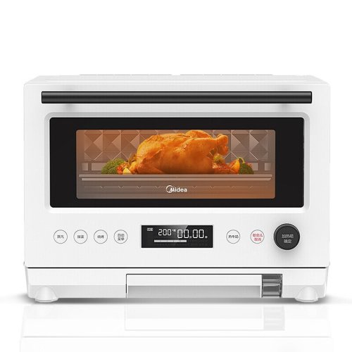 Midea/美的PG2310家用微波爐電烤箱蒸箱微蒸烤一體機變頻火力廣域控溫烘焙高溫純蒸簡約北歐白23L