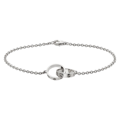 CARTIER/卡地亞 經(jīng)典LOVE系列 18K金白金雙環(huán)LOVE手鏈  B6027200