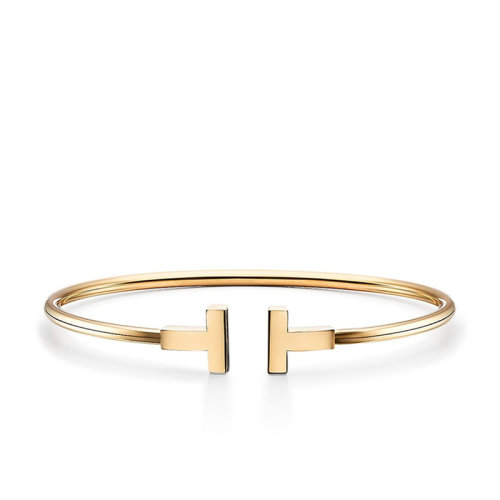 Tiffany & Co./蒂芙尼 經典Tiffany T系列 18K金黃金T形圖案Wire精致手鐲GRP07790