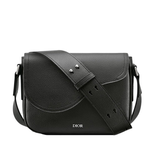 DIOR/迪奧 BESACE SADDLE系列 男士迷你黑色粒面小牛皮單肩斜挎馬鞍包1ADME130YMJ_H00N