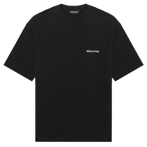 Balenciaga/巴黎世家男士BB CORP黑色棉質復古平紋針織中號T恤612966TJV871070